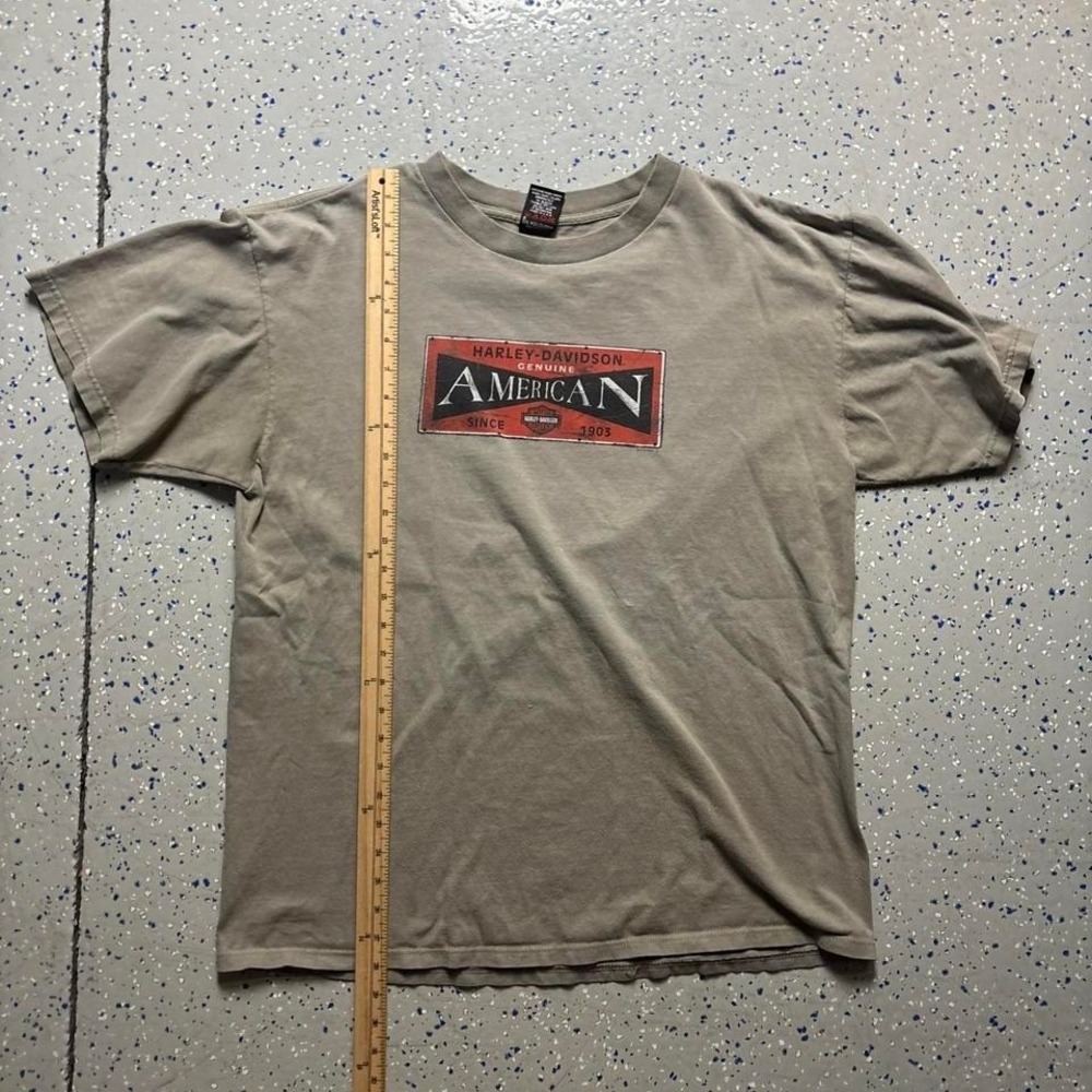 VTG Twin City Harley Davidson Tan Graphic T-Shirt Made In USA Biker - Picture 6 of 7
